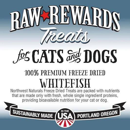 Northwest Naturals Raw Rewards Freeze-Dried Whitefish Treats for Dogs and Cats - Bite-Sized Pieces - Healthy, 1 Ingredient...