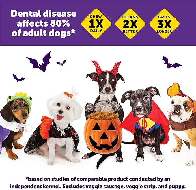 Whimzees by Wellness Halloween Natural Dental Chews for Dogs, Long Lasting Treats, Grain-Free, Freshens Breath, Small Bree...