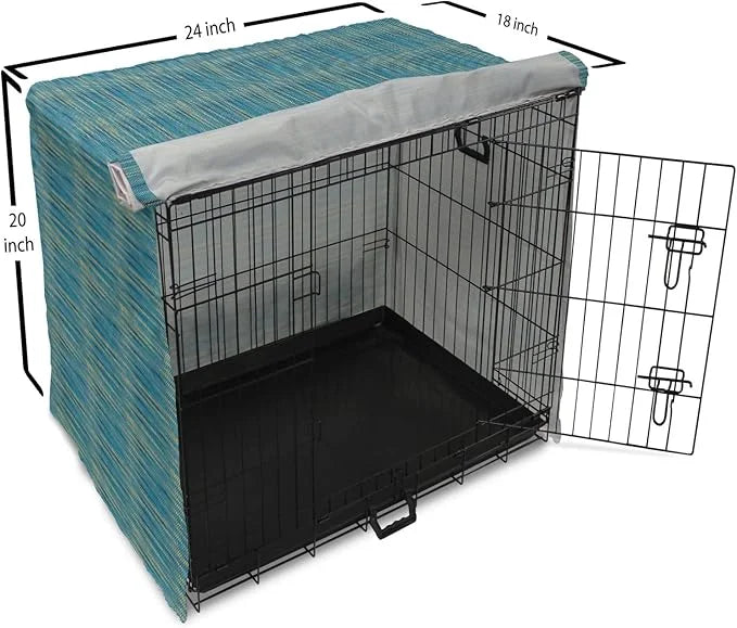 Lunarable Yellow and Blue Dog Crate Cover, Knitted Melange Inspired Graphic Clothing Texture Pattern, Easy to Use Pet Kenn...