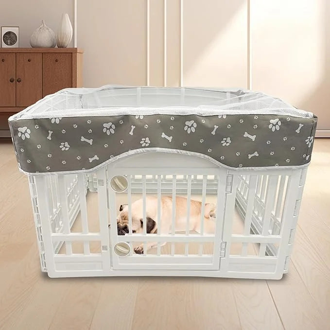 PJYuCien Dog Playpen Mesh Top Cover, Fits 36 Inch 4 Panels Regular Square Plastic Exercise Pet Pen, Adhesive Tape Connecti...