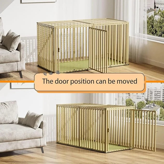 Steel Tube Heavy Large Dog Crate with Mat Base, 48" L x 28" H Dog Crates for Medium Large Dogs, Big Dog Cage, Dog Kennel, ...