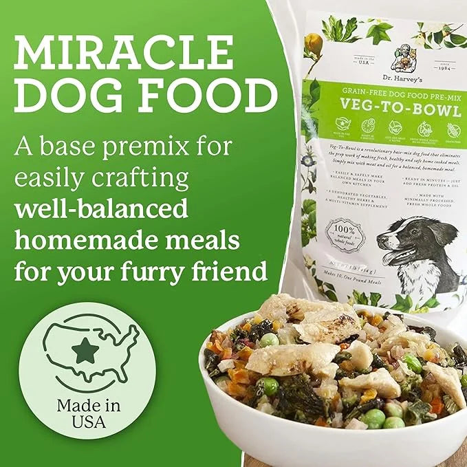 Dr. Harvey's Veg-to-Bowl Dog Food, Human Grade Dehydrated Base Mix for Dogs, Grain Free Holistic Mix (3 Pound) - Product I...