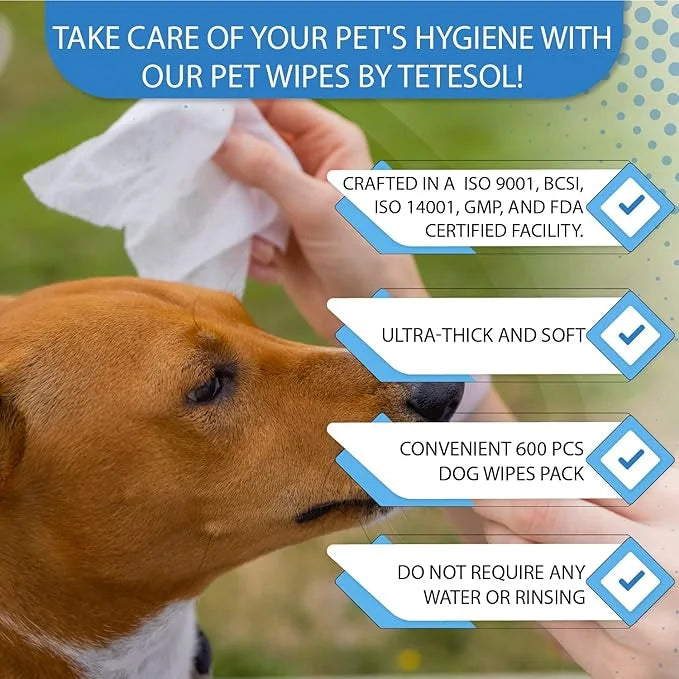 Dog Wipes for Dogs Cats, 600 Count All Purpose Cleaning Pet Wipes, Dog Ear Wipes, Quick Easy Grooming for Bums, Body, Paws...