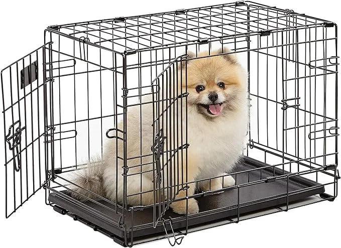 MidWest Homes for Pets Newly Enhanced Single & Double Door iCrate Dog Crate, Includes Leak-Proof Pan, Floor Protecting Fee...