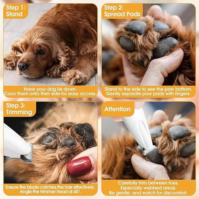 1PC Dog Paw Trimmer with LED Light,35dB Low Noise Precision Pet Paw Trimmer for Dogs Cats Grooming Clippers,Safety Electri...