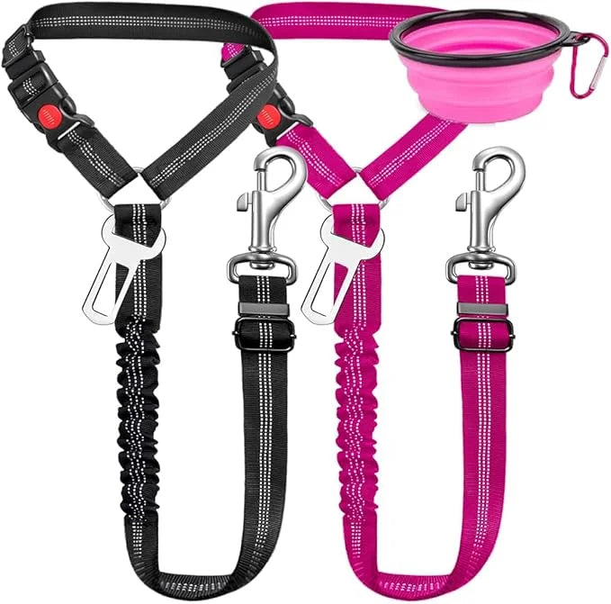 2 Piece Set Dog Seat Belt Retractable Dog Car Seatbelts Adjustable Pet Seat Belt for Vehicle Headrest Restraint Adjustable...