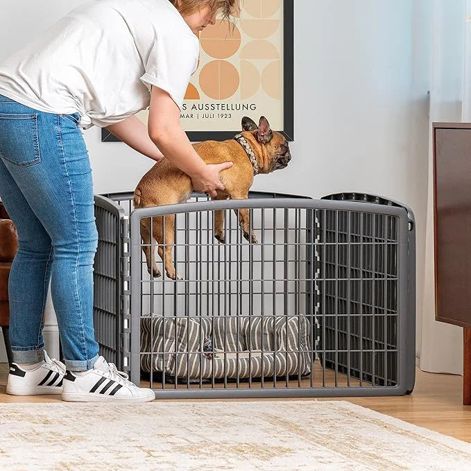 IRIS USA Dog Playpen, 4-Panel 24" Pet Playpen, Puppy Playpen, Indoor/Outdoor Dog Pen, 35 x 35 x 24, Foldable, Customizable...