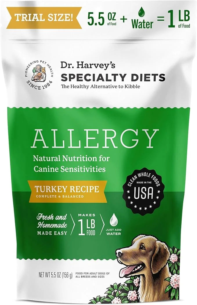 Dr. Harvey's Specialty Diet Allergy Turkey Recipe, Human Grade Dog Food for Dogs with Sensitivities and Allergies, Trial S...