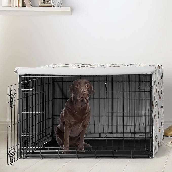 Sweet Jojo Designs 42in. Medium/Large Dog Crate Cover (Bones and Paw Prints) Pet Cage, Kennel Covers (Modern, Cartoon, Dog...