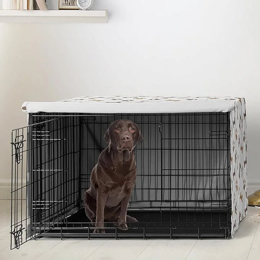 Sweet Jojo Designs 42in. Medium/Large Dog Crate Cover (Bones and Paw Prints) Pet Cage, Kennel Covers (Modern, Cartoon, Dog...
