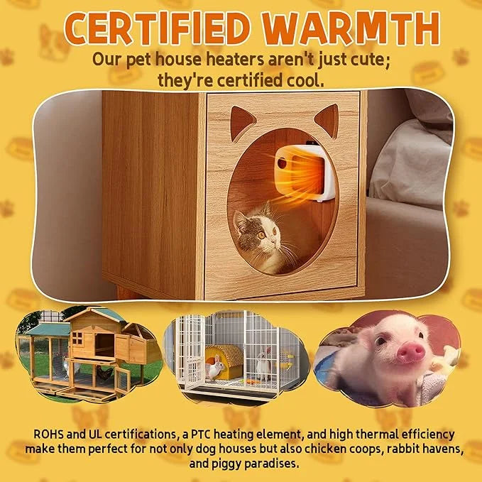 Pet House Heater with Thermostat - 2 Heating Modes (200/400W), 6FT Anti Chew Cord, Overheat Protection - Ideal for Dog Hou...