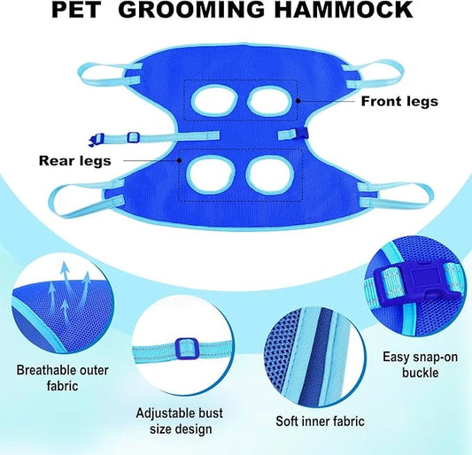 Dog Grooming Hammock for Dogs & Cats - Cat Hanger Sling Restraint Bag with Pet Nail Clipper Trimmer, Pet Grooming Harness ...