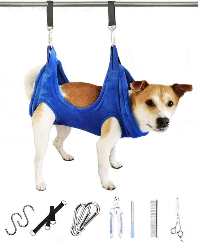 Dog Grooming Harness, Multifunctional Cats and Dogs Grooming Hammock, Pet Beauty Assistant, Nail Scissors/Nail Trimmer/Rou...