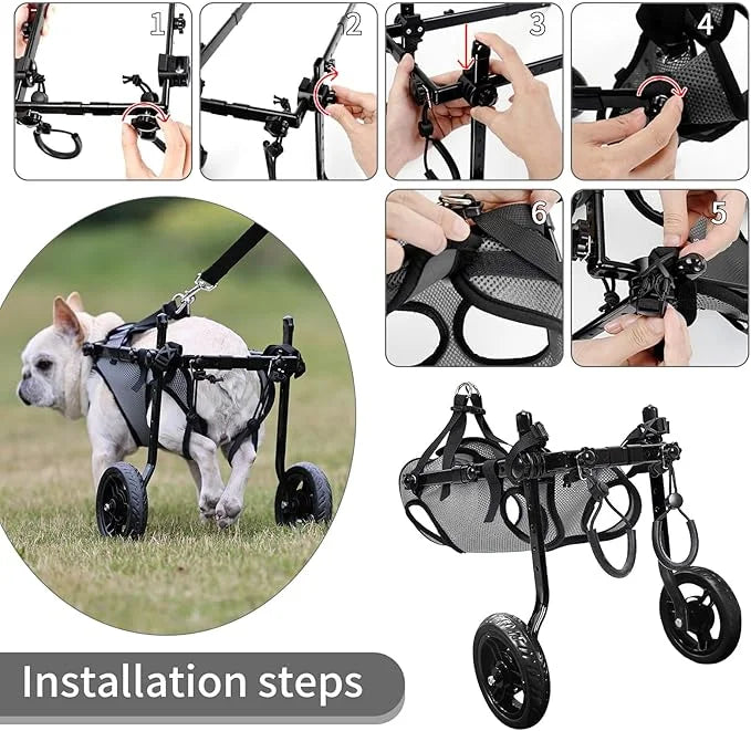 Small Dog Wheelchair for Back Legs, Light Weight Dog&Cat&Pets Wheelchair Cart with Disabled Hind Legs Walking, Adjustable ...