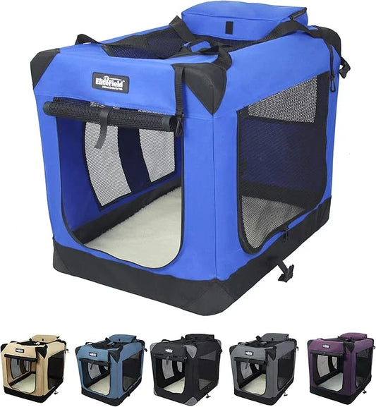 EliteField 3-Door Folding Soft Dog Crate with Carrying Bag and Fleece Bed (2 Year Warranty), Indoor & Outdoor Pet Home (30...
