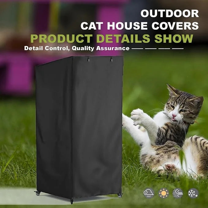 Outdoor Cat House Cover, Super Waterproof Feral Cattery Cat Cover, Cat Enclosure Cover, 600 D Heavy Duty Rain Sheet ,, 32x...