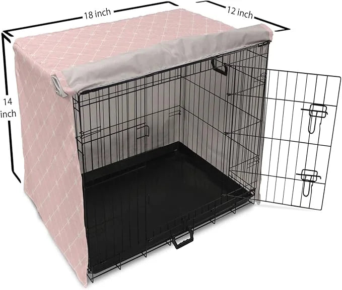 Ambesonne Blush Pink Dog Crate Cover, Abstract Monochrome Geometric Lace Inspired Grid Ornament with Stars Print, Easy to ...