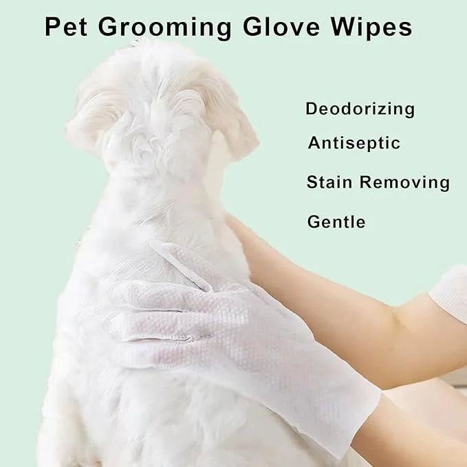 Pet Glove Wipes for Dogs and Cats, Extra Thick Dog Wipes Cleaning Deodorizing, Rinse Free Cleaning Gloves Dog Washing Glov...