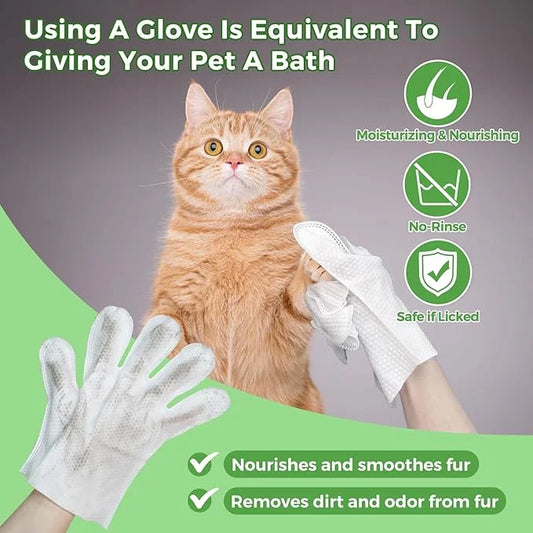 Vannon Extra Thick Pet Bathing Wipes for Dogs & Cats, Cleaning & Odor-Controlling Grooming Gloves, Nourish Fur Glove Wipes...
