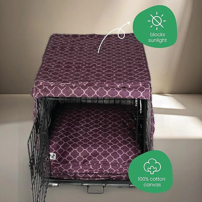 Molly Mutt Royals Dog Crate Cover, 100% Cotton Canvas Cover with 2 Roll-Up Panels, Ideal for Dog or Cat Crate, Durable, Wa...