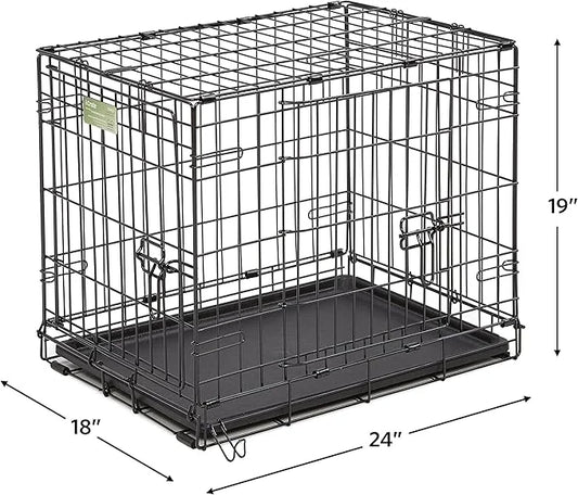 Midwest Homes for Pets 1524DD-KIT 2 Door iCrate Pet Bed, Cover & 2 Bowls, 24" Kit/Small Dog Breed - Product Image