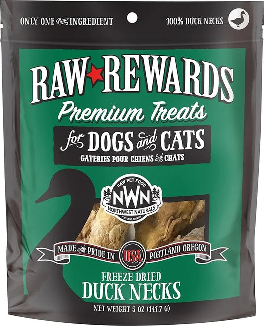Northwest Naturals Raw Rewards Freeze-Dried Duck Neck Treats for Dogs and Cats - Whole Neck - Healthy, 1 Ingredient, Human...
