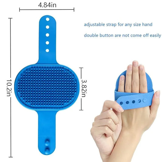 2 Pack Dog Grooming Brush - Dog Cat Bath Soothing Massage Rubber Brush - Pet Bath Brush with Adjustable Ring Handle Suitab...