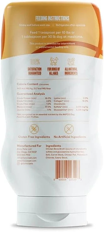 Chicken Bone Broth for Dogs - Collagen Protein Supplement for Digestion, Mobility, Coat, Immunity, Healthy Dog Food Topper...