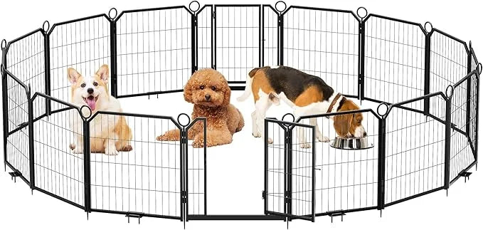 Dog Playpen Portable Extra Large 16 Panels 24" Height Adjustable with Gate, Perfect for Puppies and Small Dogs, Easy to St...