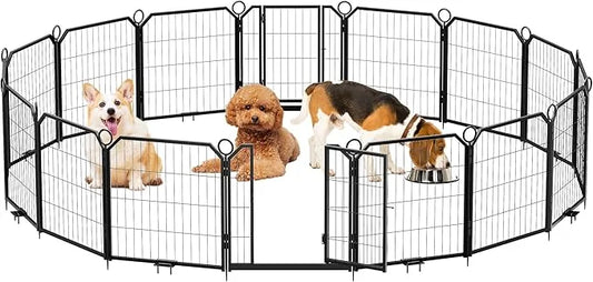 Dog Playpen Portable Extra Large 16 Panels 24" Height Adjustable with Gate, Perfect for Puppies and Small Dogs, Easy to St...