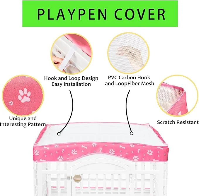 2 Pack Dog Playpen Cover and Bottom Pad Fits for 36 Inch 4 Panels Pet Playpen, Dog Crate Pad Puppy Play Pen Cover, Hoop an...