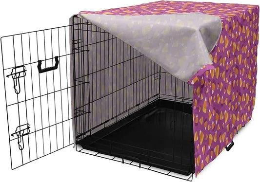 Lunarable Candy Corn Dog Crate Cover, Continuing Interpretation of Triangular Sugary Elements, Easy to Use Pet Kennel Cove...