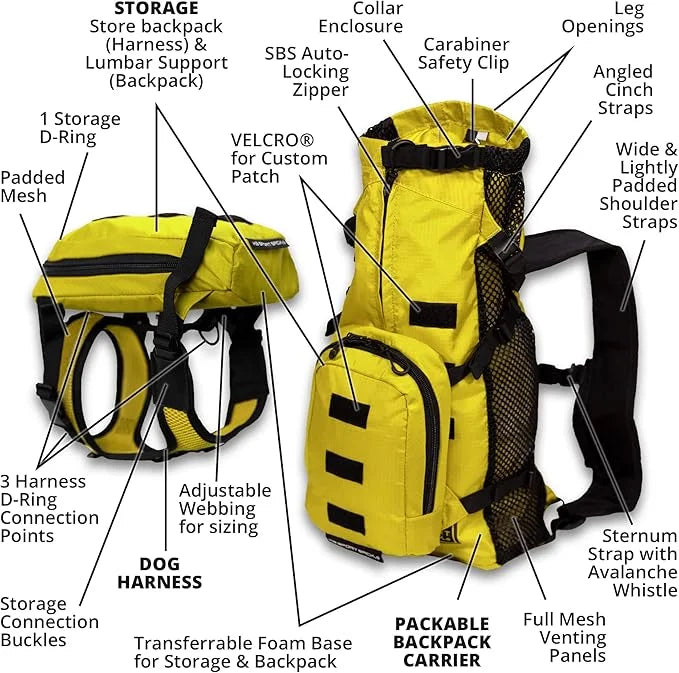 K9 Sport Sack Walk-On | Dog Carrier Dog Backpack with Harness & Storage (Extra Small, Buttercup Yellow) - Product Image