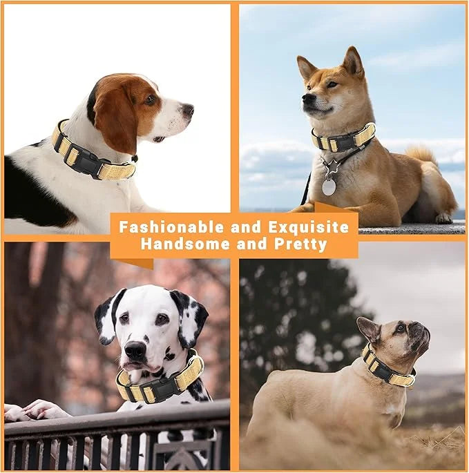 2 Pack Reflective Dog Collar with Safety Locking Buckle, Adjustable Soft Breathable Comfortable Nylon Pet Collar for Small...