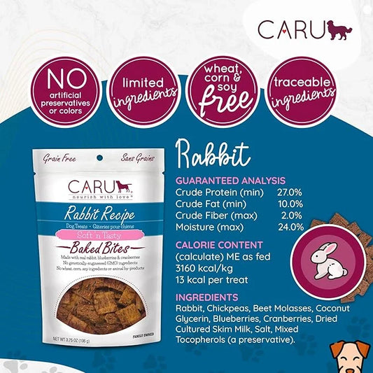 CARU - Soft 'n Tasty Baked Bites - Rabbit Bites Dog Treats - Flavorful Training Treats - 3.75 oz - Product Image