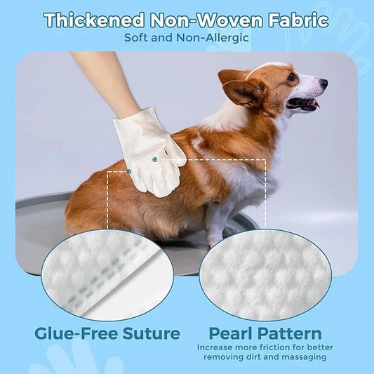 Vannon Extra Thick Pet Bathing Wipes for Dogs & Cats, Cleaning & Odor-Controlling Grooming Gloves, Nourish Fur Glove Wipes...