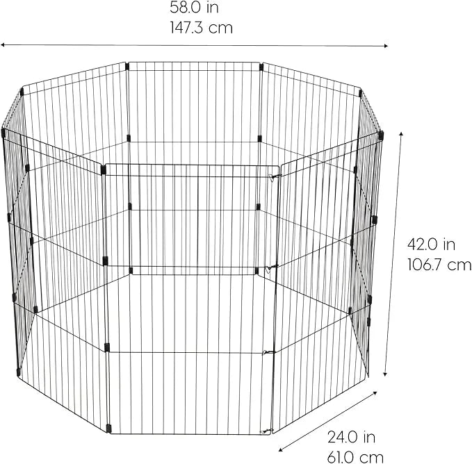IRIS USA Metal Dog Playpen, 8-Panel 42" Pet Playpen, Puppy Playpen, Indoor/Outdoor Dog Fence, 58 x 58 x 42, Foldable, Cust...
