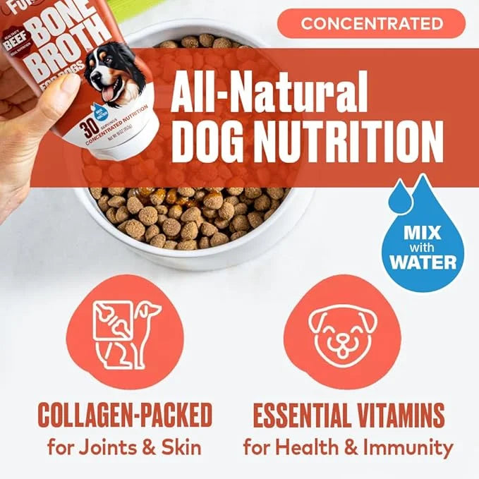Beef Bone Broth for Dogs - Collagen Protein Supplement for Digestion, Mobility, Coat, Immune System, Healthy Dog Food Topp...