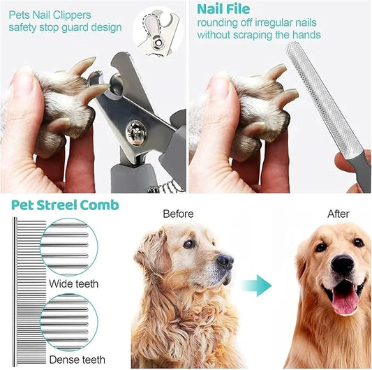 Pet Grooming Hammock, Dog Restraint Harness with Nail Clippers/Trimmer/Nail File/Comb, Cute Printed Dogs Sling Hanger for ...