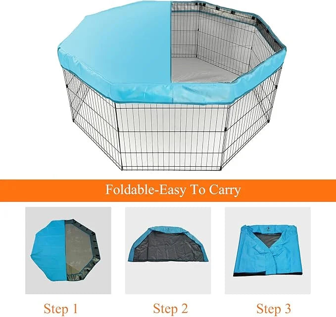 PJYuCien Dog Playpen Mesh Top Cover, Fits 24 Inch 8 Panels Regular Octagon Metal Exercise Pet Pen, Adhesive Tape Connectio...
