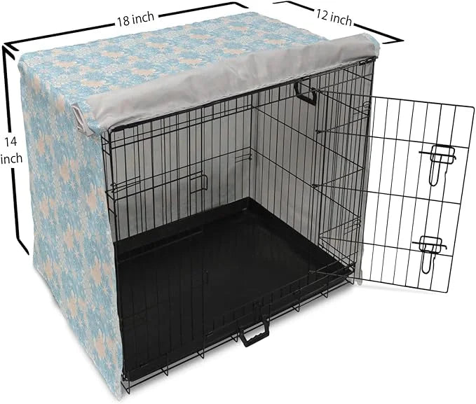 Lunarable Yellow and Blue Dog Crate Cover, Gentle Spring Inspired Flourish Motifs Feminine Bouquet, Easy to Use Pet Kennel...