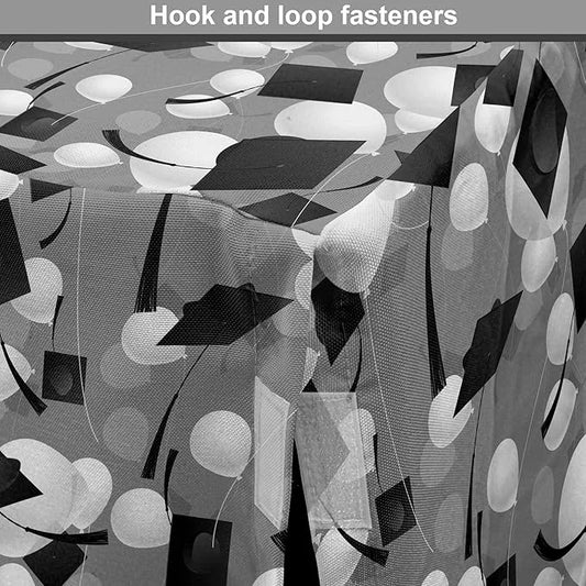 Lunarable Graduation Dog Crate Cover, Clutter of Mortarboard and Balloons in Greyscale Tones, Easy to Use Pet Kennel Cover...