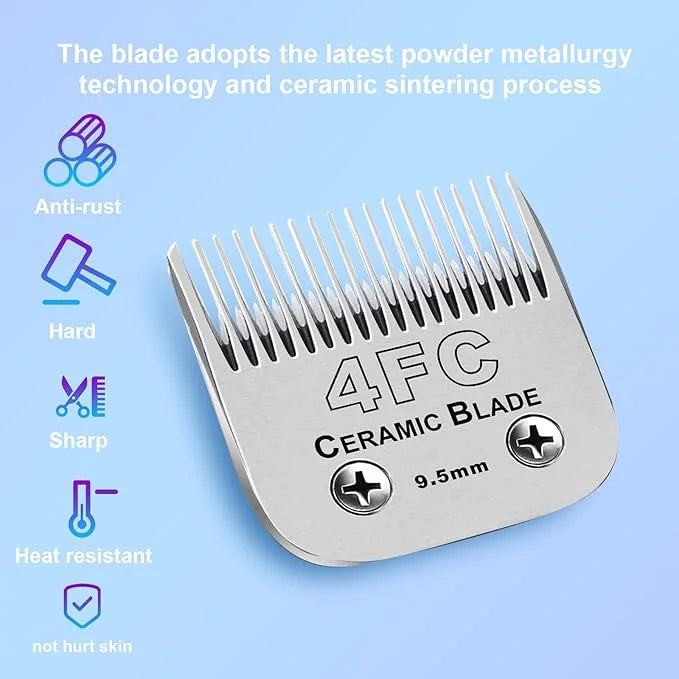 2 Pack Detachable Pet Dog Clipper Blades, Compatible with Andis Size 4FC Cut Length 3/8"(9.5mm), Most Oster A5,Wahl KM Ser...