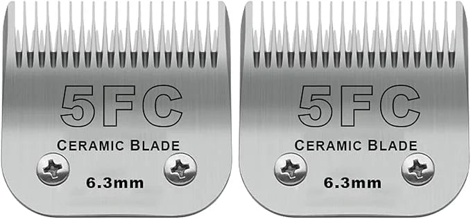 2 Pack Detachable Pet Dog Grooming Clipper Ceramic Blades,Compatible with Andis Size 5FC 1/4”(6.3mm) Cut Length (64122), M...