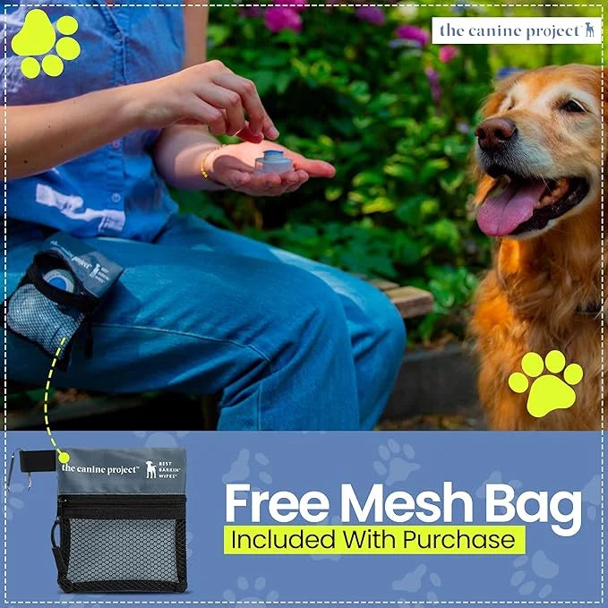 Best BARKIN' Wipes with Free Mesh Bag - Dog Wipes for Paws Ears and Butt - Micellar Aloe Scented Travel Friendly Puppy Wip...