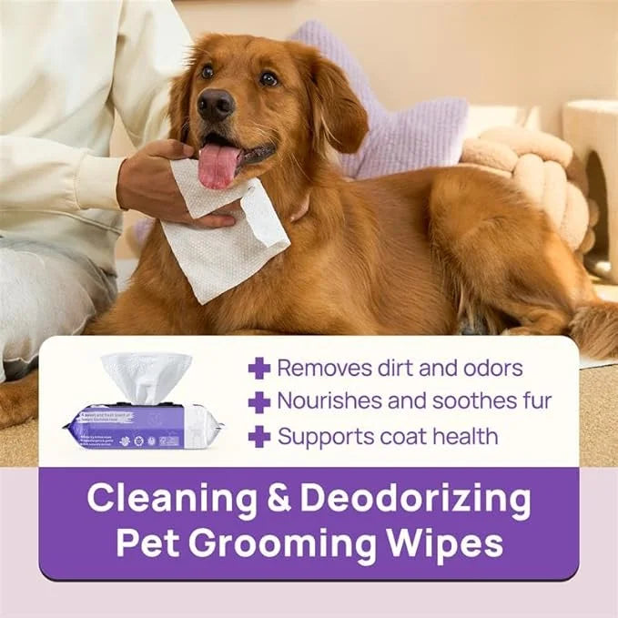 HICC PET Cleaning Deodorizing Wipes for Dogs & Cats, Vet Recommended Nourishes Smoothes Fur Pet Grooming Wipes with Fermen...