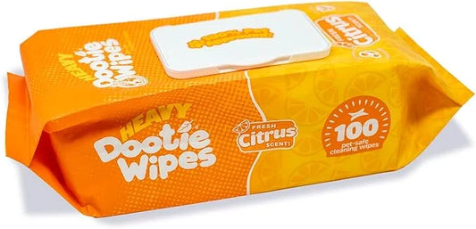 HEAVY Dootie Wipes - Convenient Durable Dog Wipes for Paws, Butt with Very Mild Pleasant Citrus Scent, 100 Count - Puppy E...