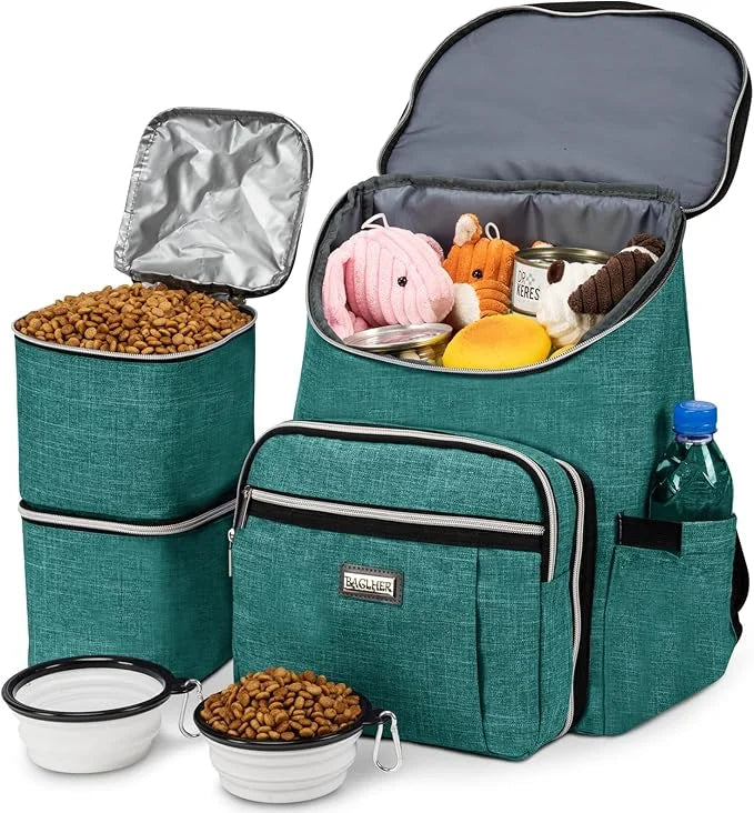BAGLHER Travel Dog Backpack - Detachable Travel Dog Food Container for Pet Supplies Dog Gear Backpack,Dog Bag for Travelin...
