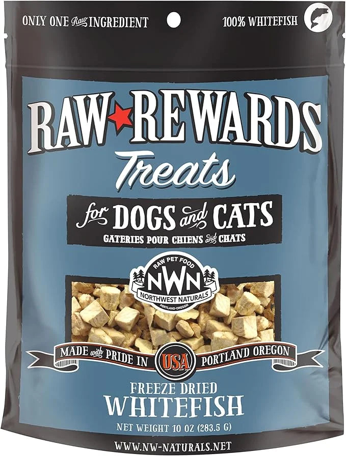 Northwest Naturals Raw Rewards Freeze-Dried Whitefish Treats for Dogs and Cats - Bite-Sized Pieces - Healthy, 1 Ingredient...