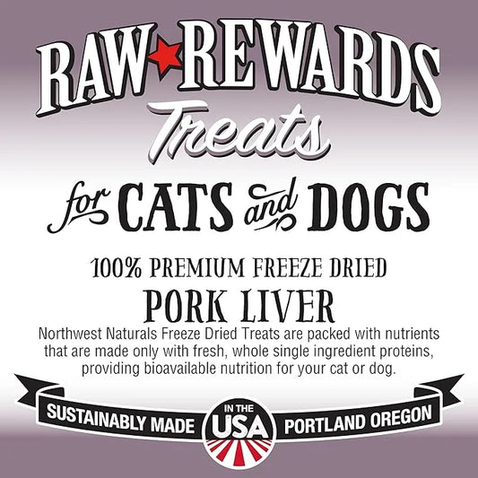Northwest Naturals Raw Rewards Freeze-Dried Pork Liver Treats for Dogs and Cats - Bite-Sized Pieces - Healthy, 1 Ingredien...